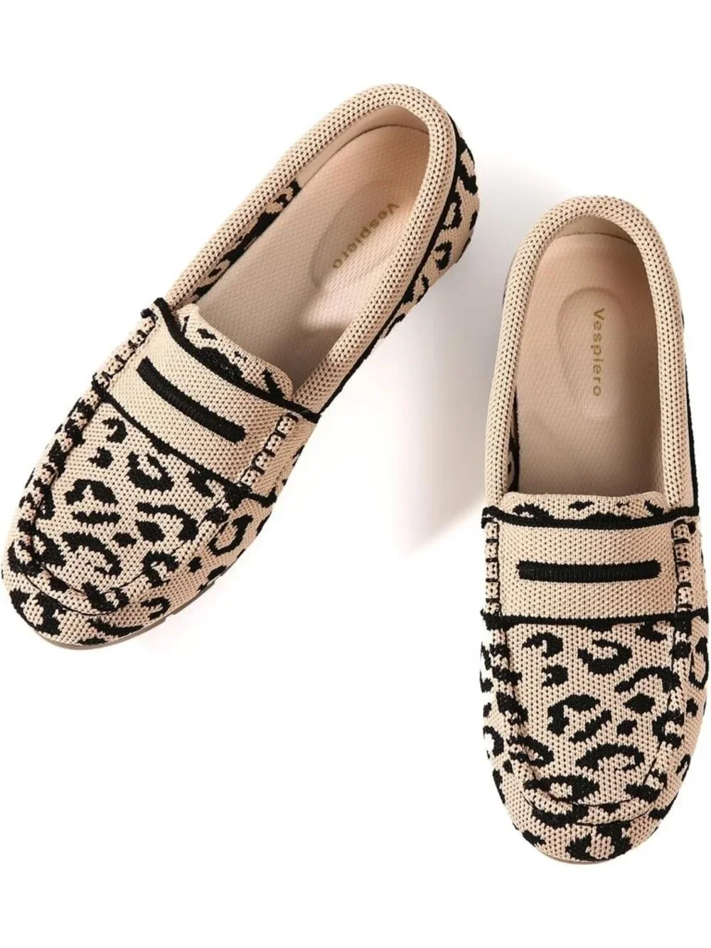 Women's Leopard Mesh Comfortable Slip on Dressy Casual Walking Loafer Flat Shoes
